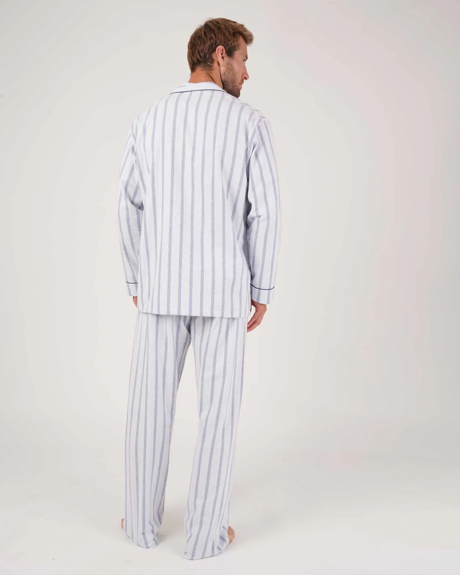 Men's Brushed Cotton Pyjamas - Ripple Stripe