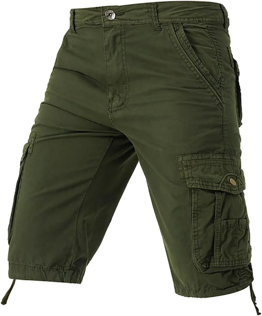 Mens Cargo Fishing Shorts Big and Tall Stretch Work Shorts with Zipper Pockets Lightweight Twill Cotton Bermuda Short