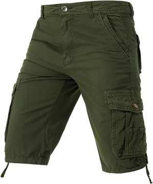 Mens Cargo Fishing Shorts Big and Tall Stretch Work Shorts with Zipper Pockets Lightweight Twill Cotton Bermuda Short
