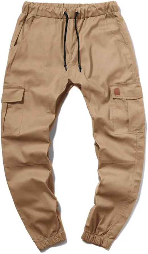 Mens Cargo Pants Casual Solid Color Track Cuff Lace Up Workout Pants Gym Running and Bodybuilding Athletic Sweatpants