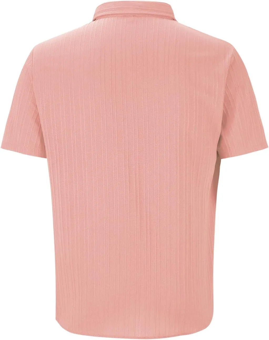 Men's Casual Button Down Shirts Short Sleeve Textured Summer Beach Shirt with Pocket