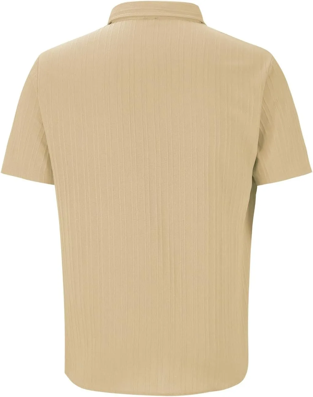 Men's Casual Button Down Shirts Short Sleeve Textured Summer Beach Shirt with Pocket