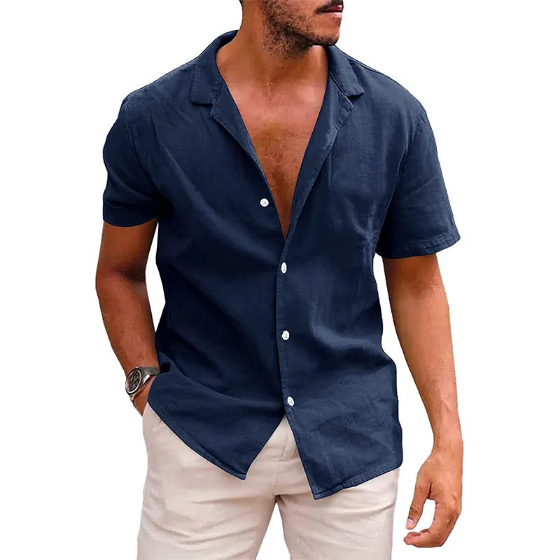 Men's Casual Button Down Short Sleeve Shirt - GlamzLife