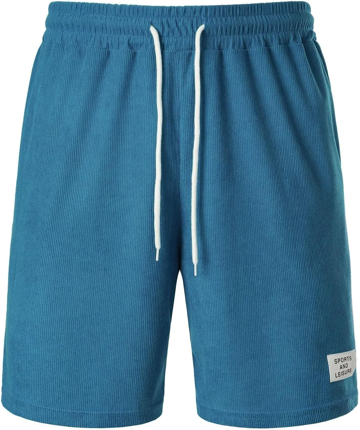Mens Casual Corduroy Beach Shorts Elastic Waist Drawstring Workout Jogging Sweat Shorts Summer Stretch Lounge Short