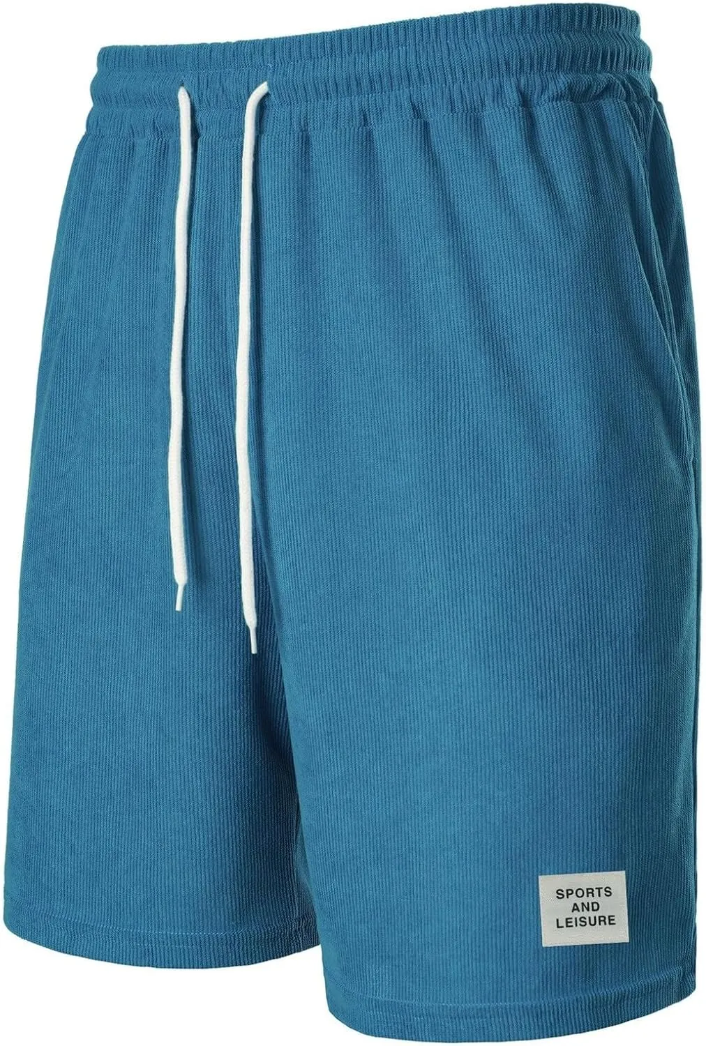 Mens Casual Corduroy Beach Shorts Elastic Waist Drawstring Workout Jogging Sweat Shorts Summer Stretch Lounge Short