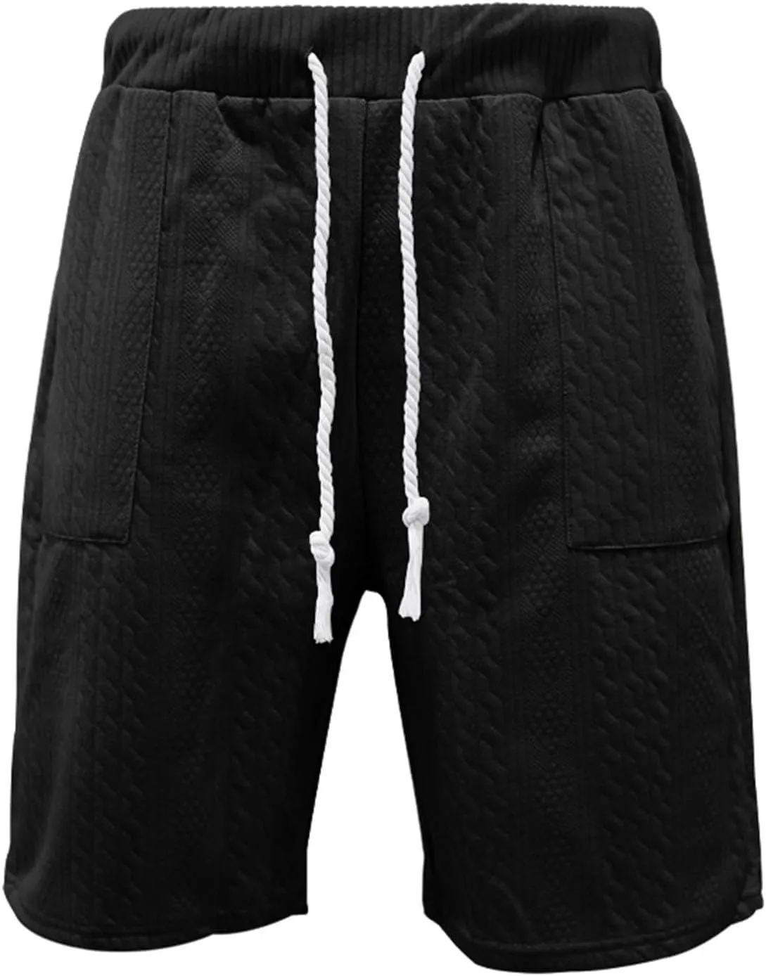 Mens Casual Jacquard Lounge Shorts Drawstring Elastic Waist Summer Waffle Textured Workout Jogging Beach Sweat Shorts