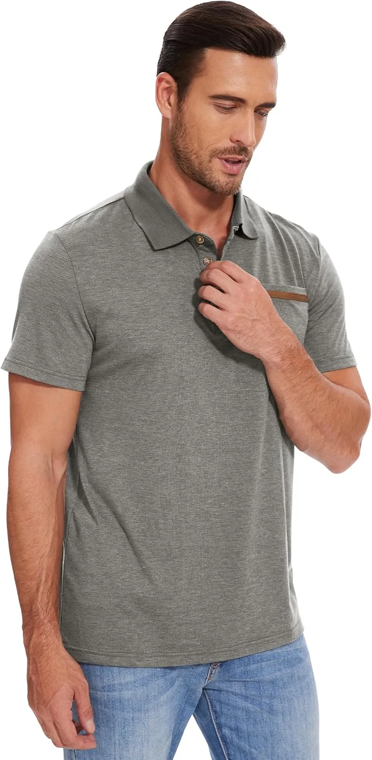 Men's Casual Polo Shirts Classic Button Basic Short Sleeve Shirt Solid Color Tees Golf Stylish Tops,Sizes S-4x