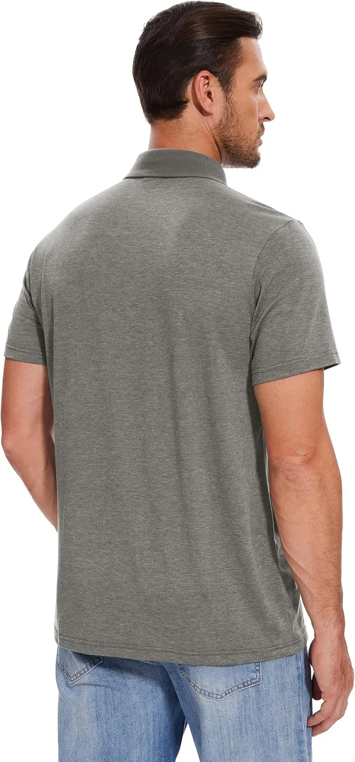 Men's Casual Polo Shirts Classic Button Basic Short Sleeve Shirt Solid Color Tees Golf Stylish Tops,Sizes S-4x