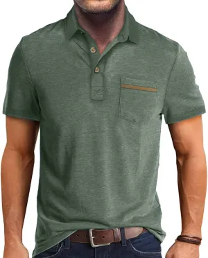 Men's Casual Polo Shirts Classic Button Basic Short Sleeve Shirt Solid Color Tees Golf Stylish Tops,Sizes S-4x