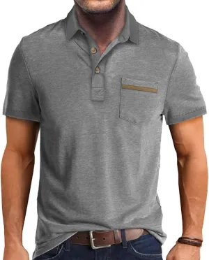 Men's Casual Polo Shirts Classic Button Basic Short Sleeve Shirt Solid Color Tees Golf Stylish Tops,Sizes S-4x