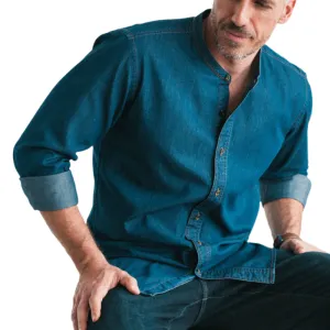 Men's Casual Retro Round Neck Denim Long Sleeve Shirt 96895983F