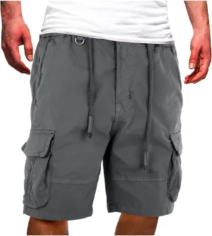 Mens Casual Work Military Shorts Cotton Twill Drawstring Stretch Cargo Short Relaxed Fit Outdoor Ripstop Hiking Short