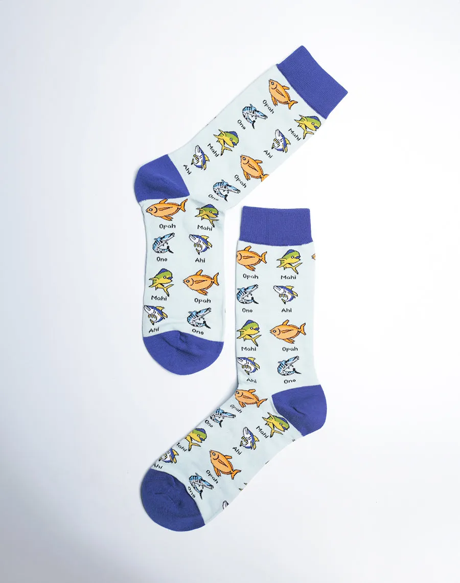 Men's Catch Of The Day Hawaiian Fish Crew Socks