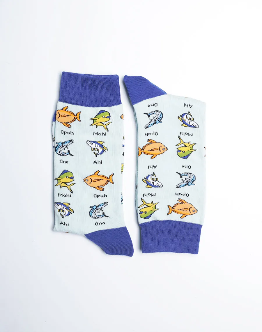 Men's Catch Of The Day Hawaiian Fish Crew Socks