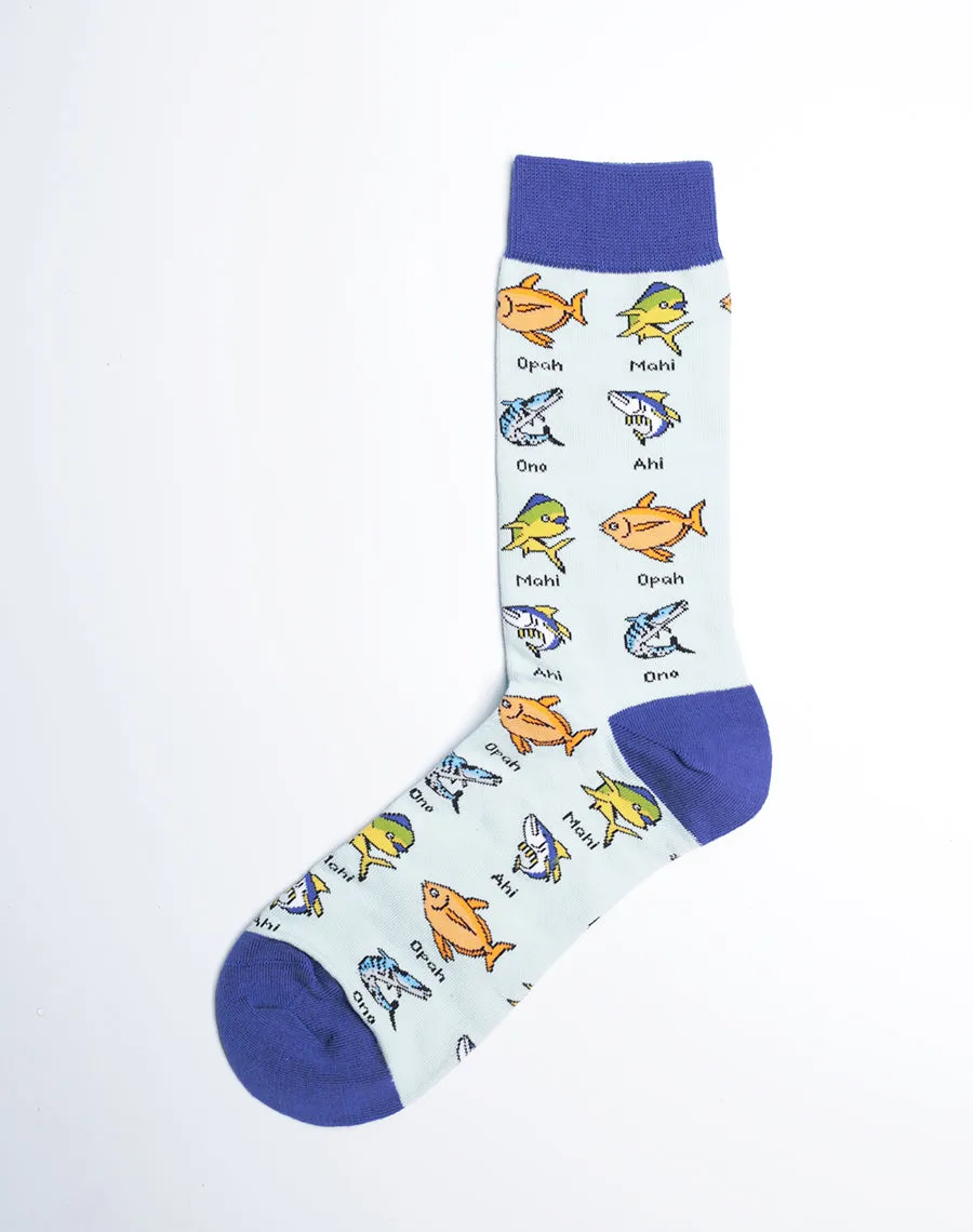 Men's Catch Of The Day Hawaiian Fish Crew Socks