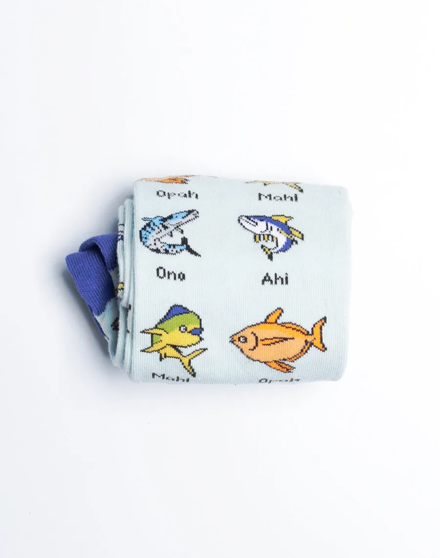 Men's Catch Of The Day Hawaiian Fish Crew Socks