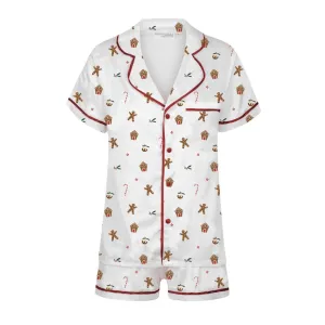 Men's Christmas Satin Personalised Pyjama Set -  Gingerbread Print