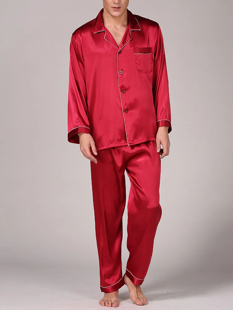 Men's Classic Satin Pajama Set Sleepwear