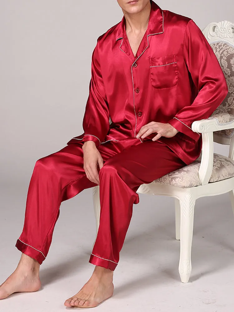 Men's Classic Satin Pajama Set Sleepwear