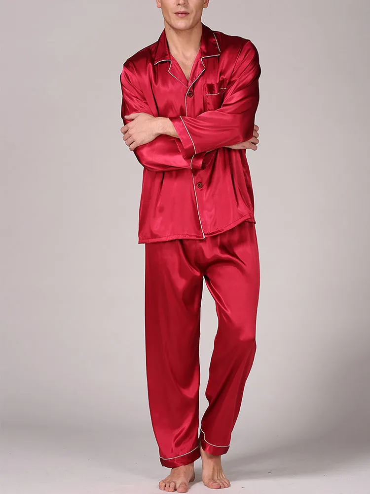 Men's Classic Satin Pajama Set Sleepwear