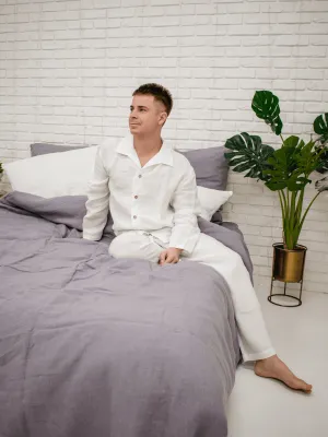 Men's Classic Soft Linen Snow White Pyjama Set
