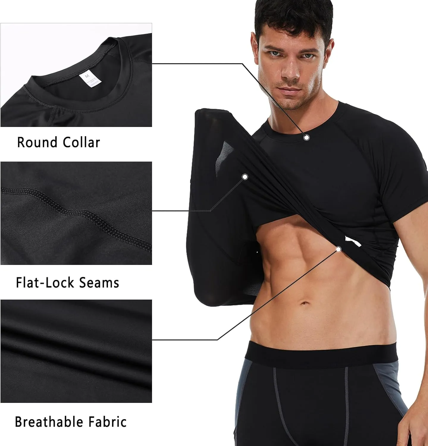 Men's Compression Shirts Short Sleeve Athletic Tops Cool Dry Running Undershirts Baselayer Sports Gym T-Shirt