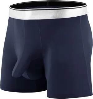 Mens Cotton Boxer Briefs High Waisted Breathable Sexy Cool Boxer Briefs Stretch Pouch Comfortable Soft Lightweight Underwear