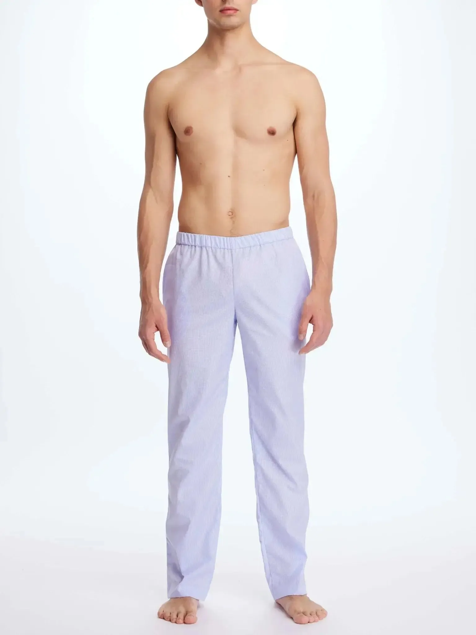 Men's Cotton Pajama Pant In Purple Plaid