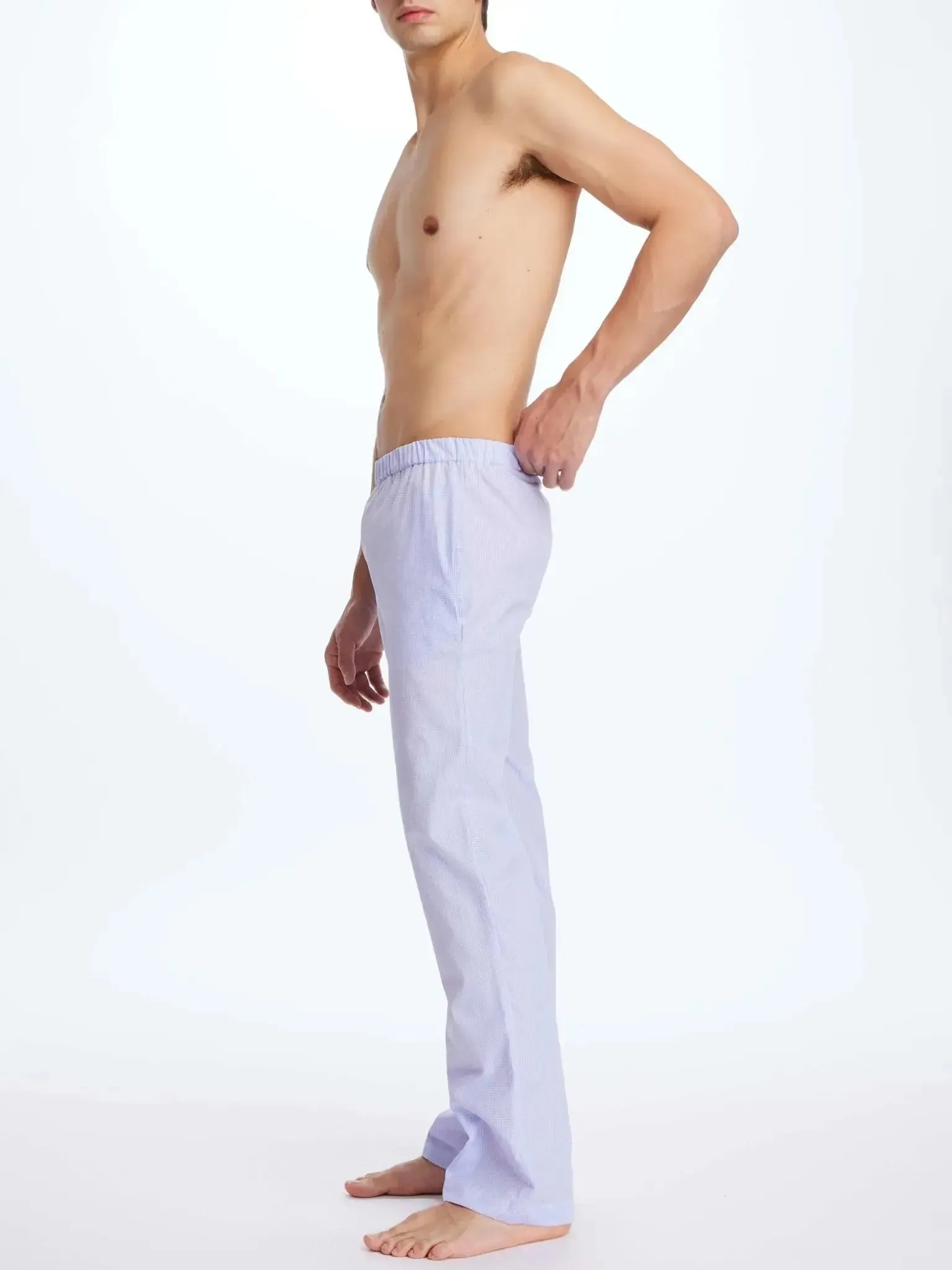 Men's Cotton Pajama Pant In Purple Plaid