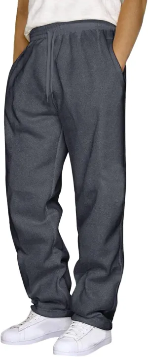 Men's Cotton Yoga Sweatpants Exercise Pants Open Bottom Athletic Lounge Pants Loose Male Sweat Pants with Pockets