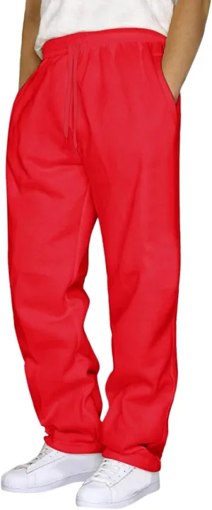 Men's Cotton Yoga Sweatpants Exercise Pants Open Bottom Athletic Lounge Pants Loose Male Sweat Pants with Pockets