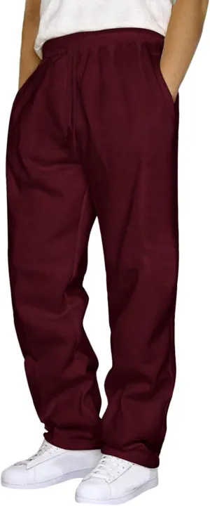Men's Cotton Yoga Sweatpants Exercise Pants Open Bottom Athletic Lounge Pants Loose Male Sweat Pants with Pockets