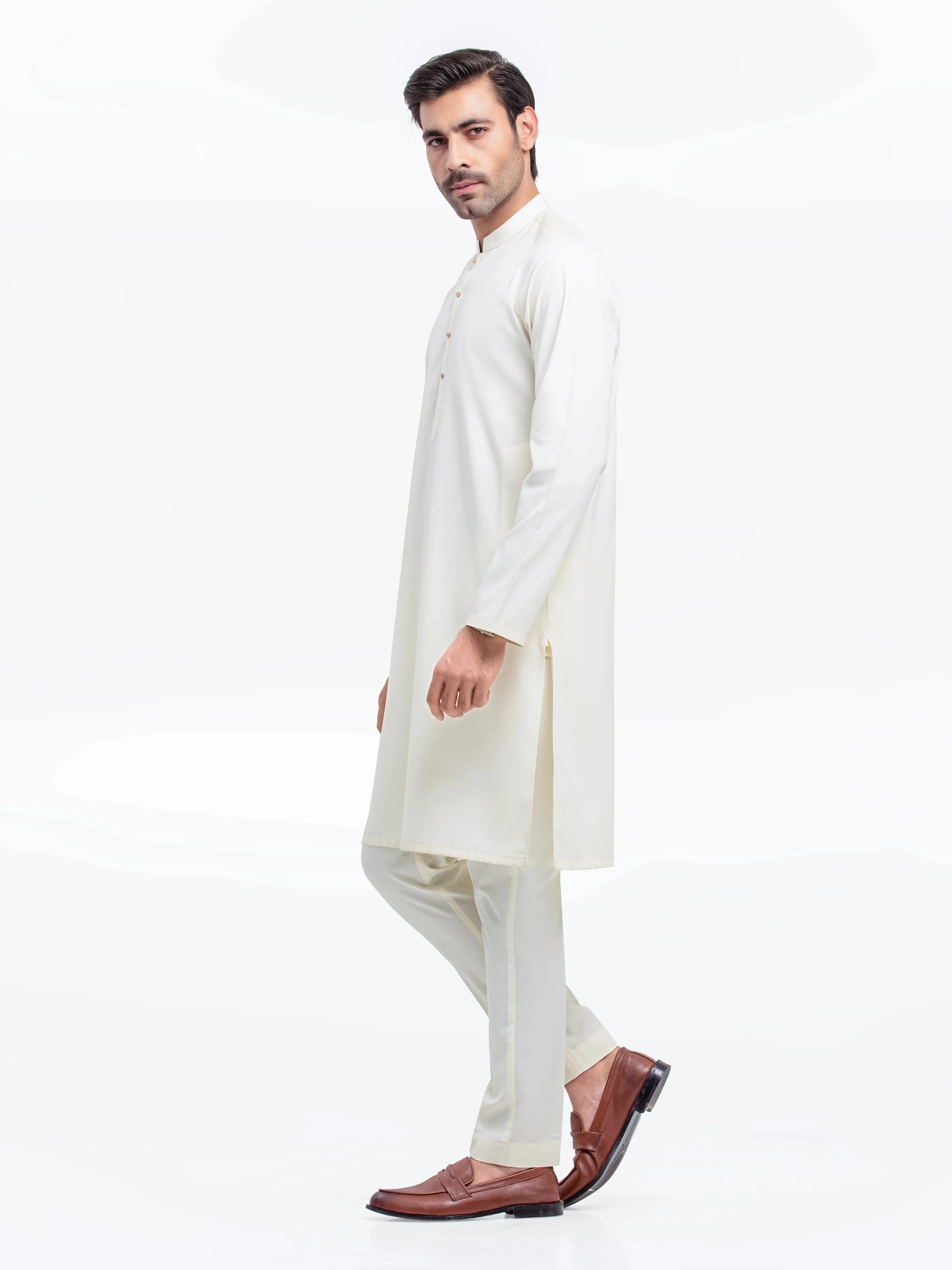 Men's Cream Kurta Pajama - EMTKPT25-051