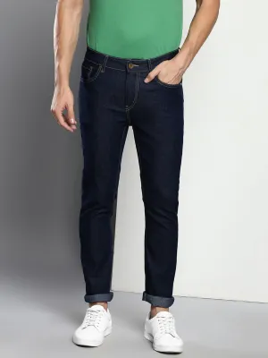 Men's Dark Blue Slim Fit Mid Rise Denim Jeans