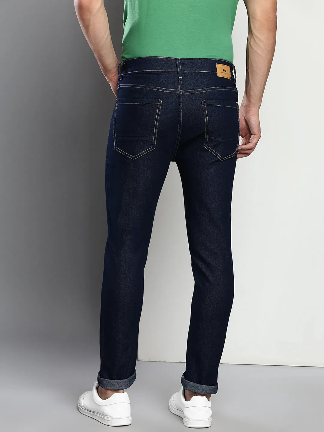 Men's Dark Blue Slim Fit Mid Rise Denim Jeans