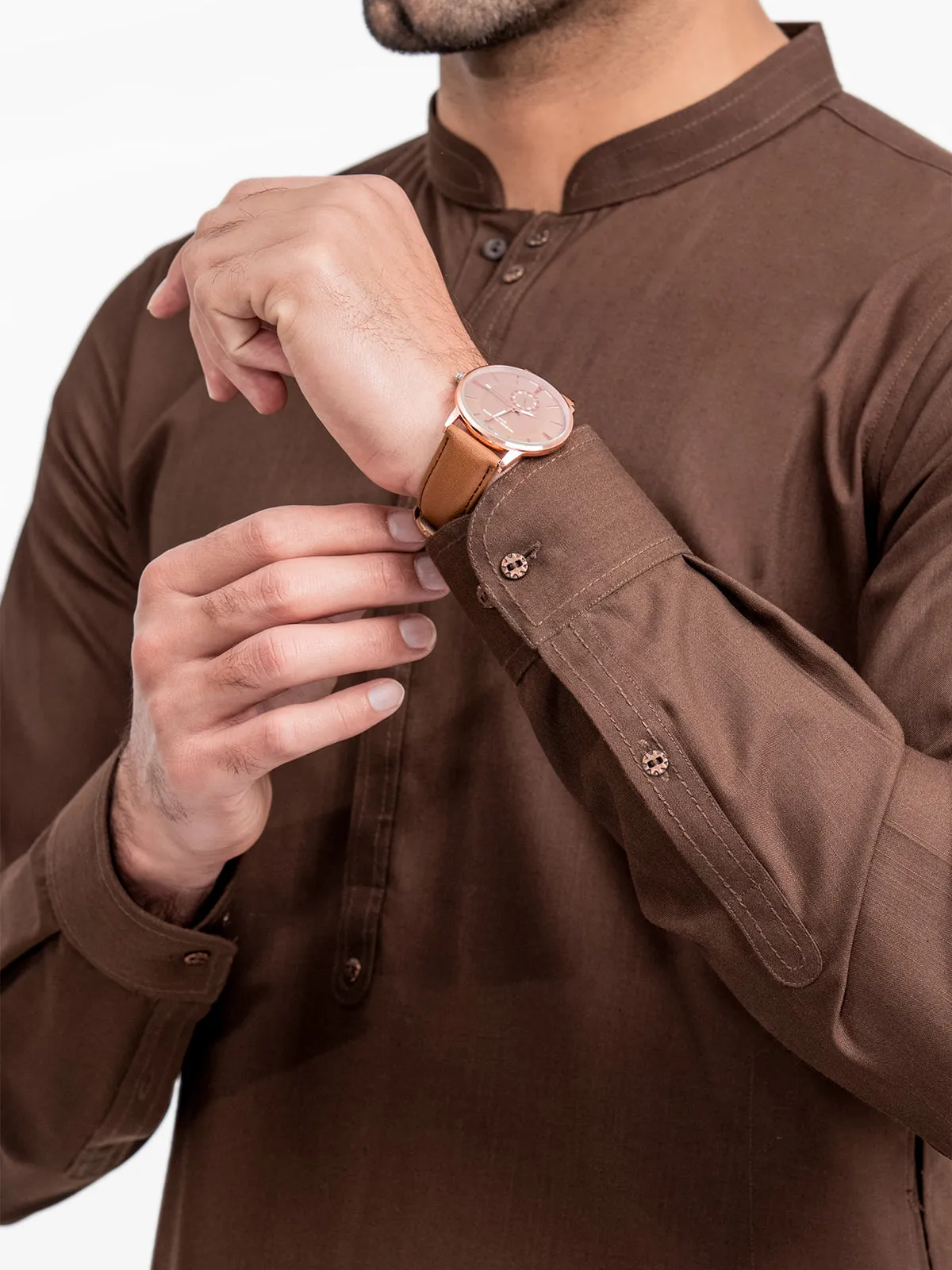 Men's Dark Brown Kurta Pajama - EMTKPT24-006