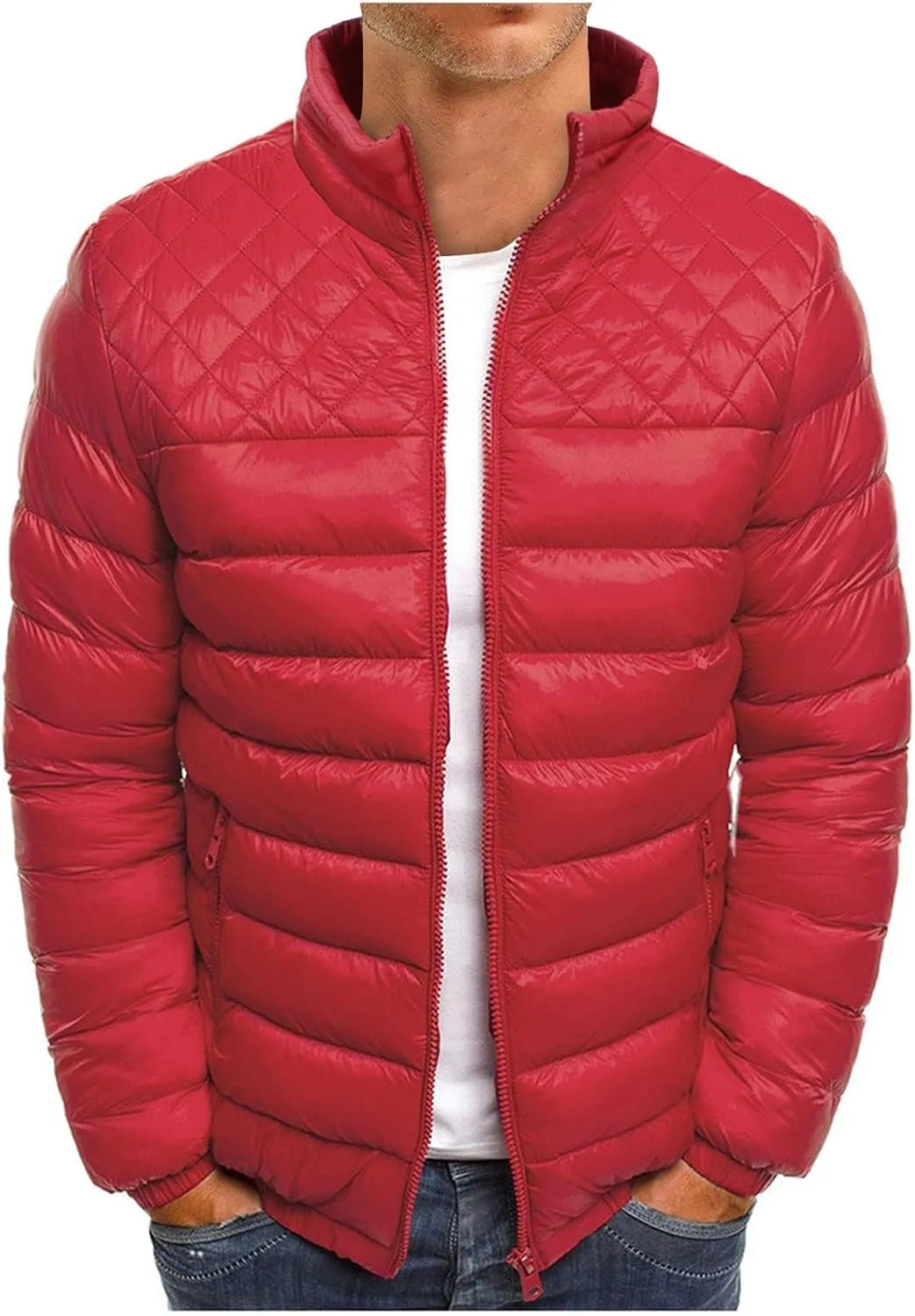 Men'S Down Jackets & Coats Zip Up With Hood Heated Plain Winter Jackets Thick Thermal Windproof Outwear