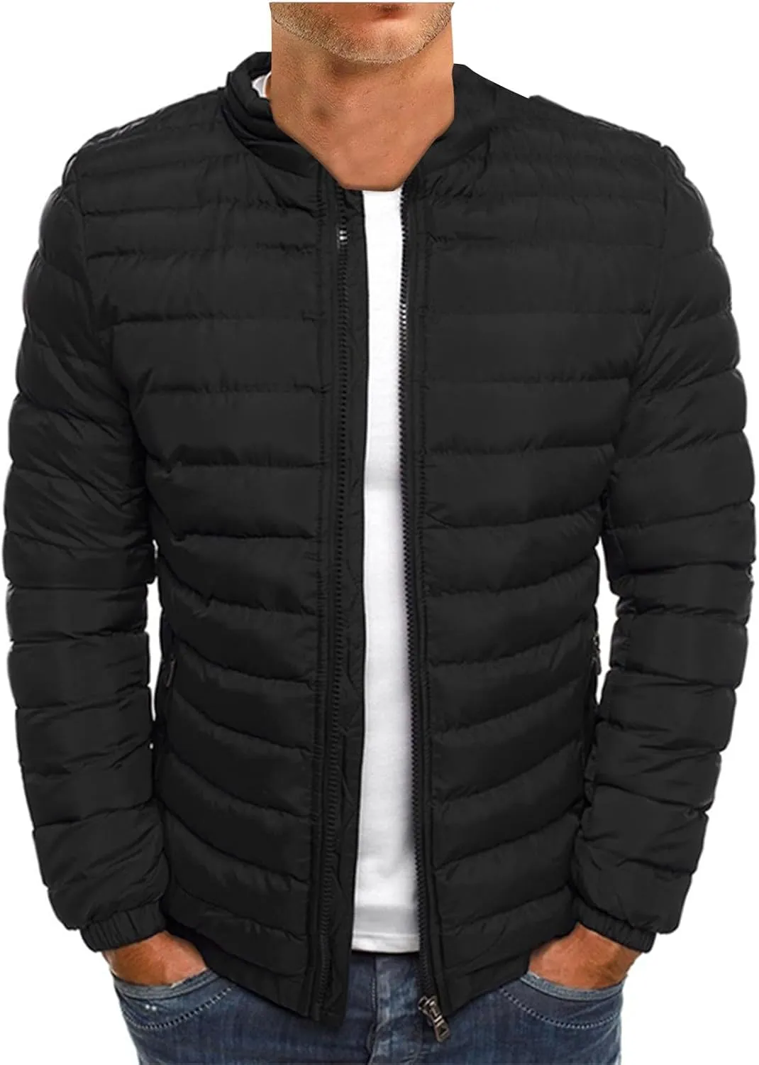 Men'S Down Jackets & Coats Zip Up With Hood Heated Plain Winter Jackets Thick Thermal Windproof Outwear