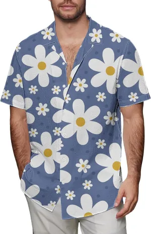 Mens Dress Shirt Mens Hawaiian Shirts Color Matching Lapel Half Sleeve T Short Sleeve Casual Button Down Short Palm
