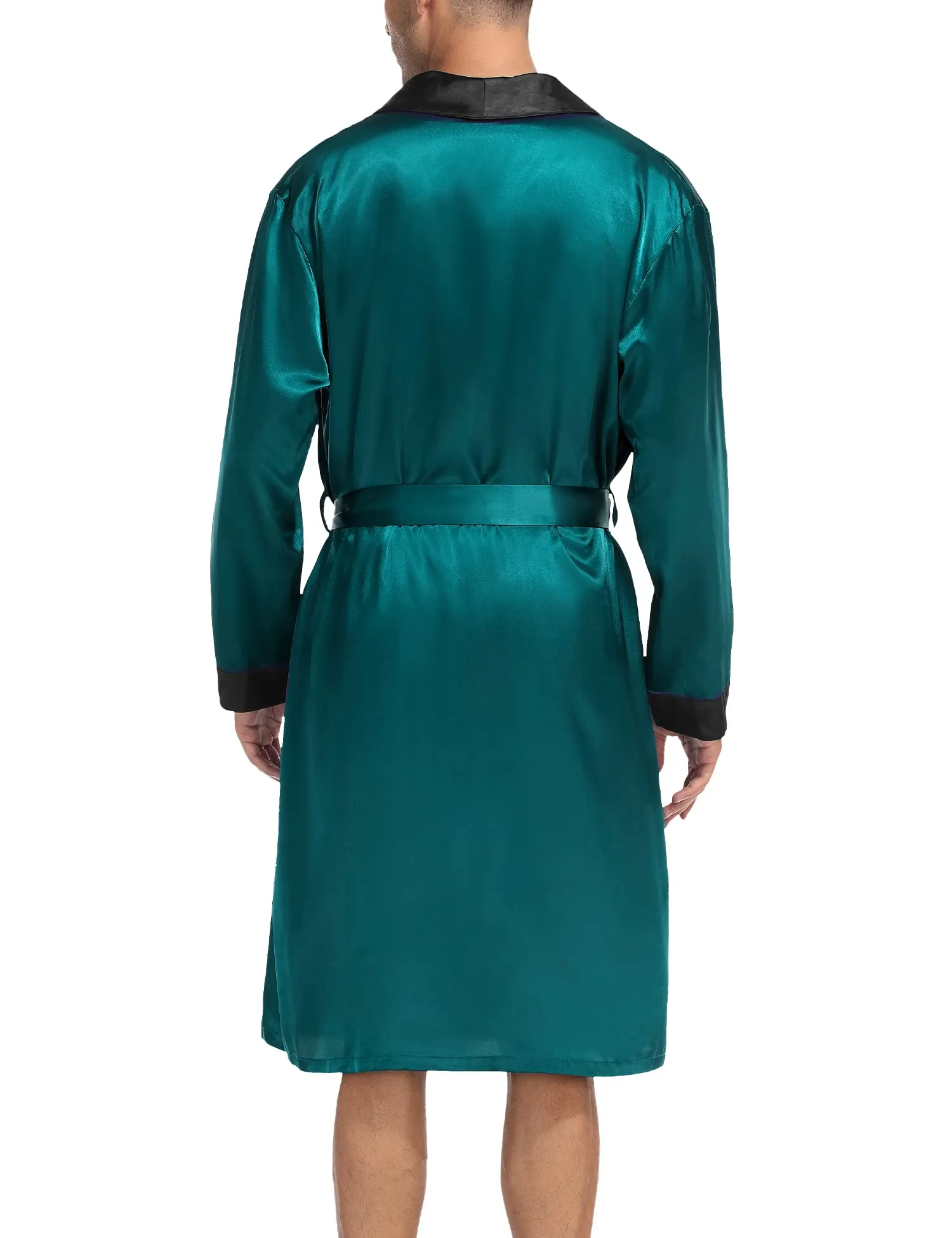 Men's Emerald Green Satin Robe & Shorts Sleepwear Set