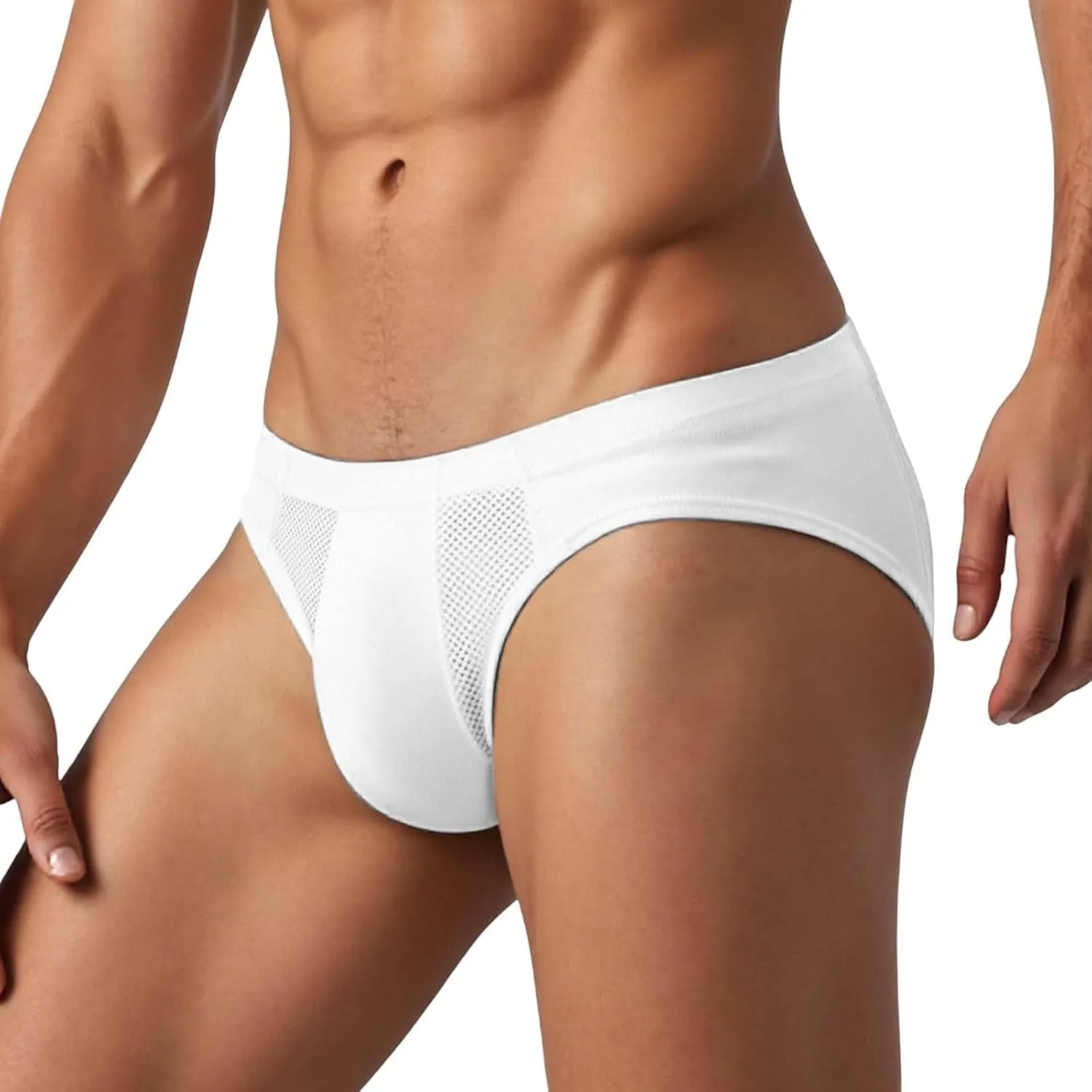 Men's Fashion Comfortable Briefs Mesh Breathable Panties Solid Stretch Bikini