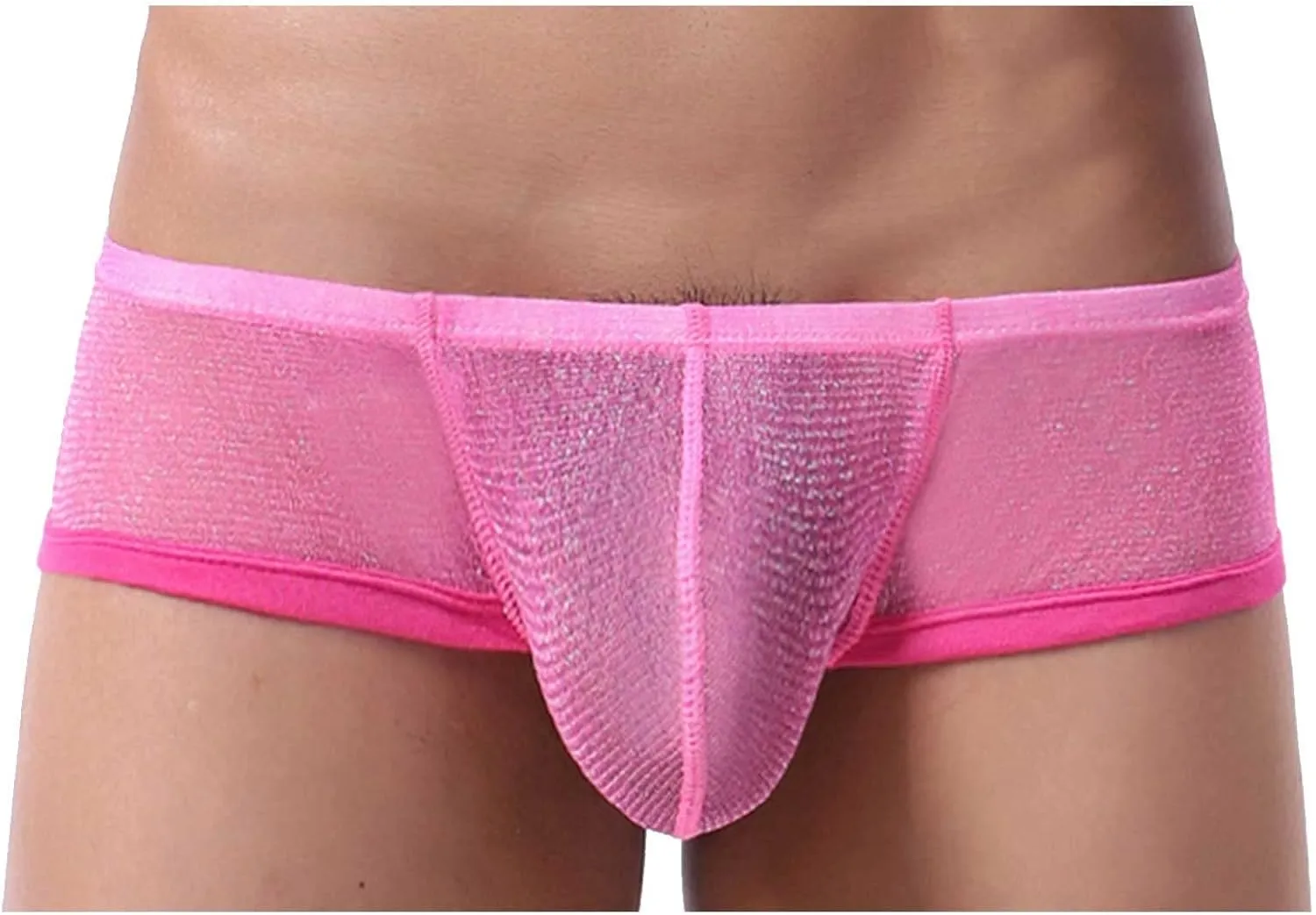 Mens Fashion Mesh Boxer Briefs Sexy Low Waist Shorts Lightweight Bulge Enhancing Pouch Underwears