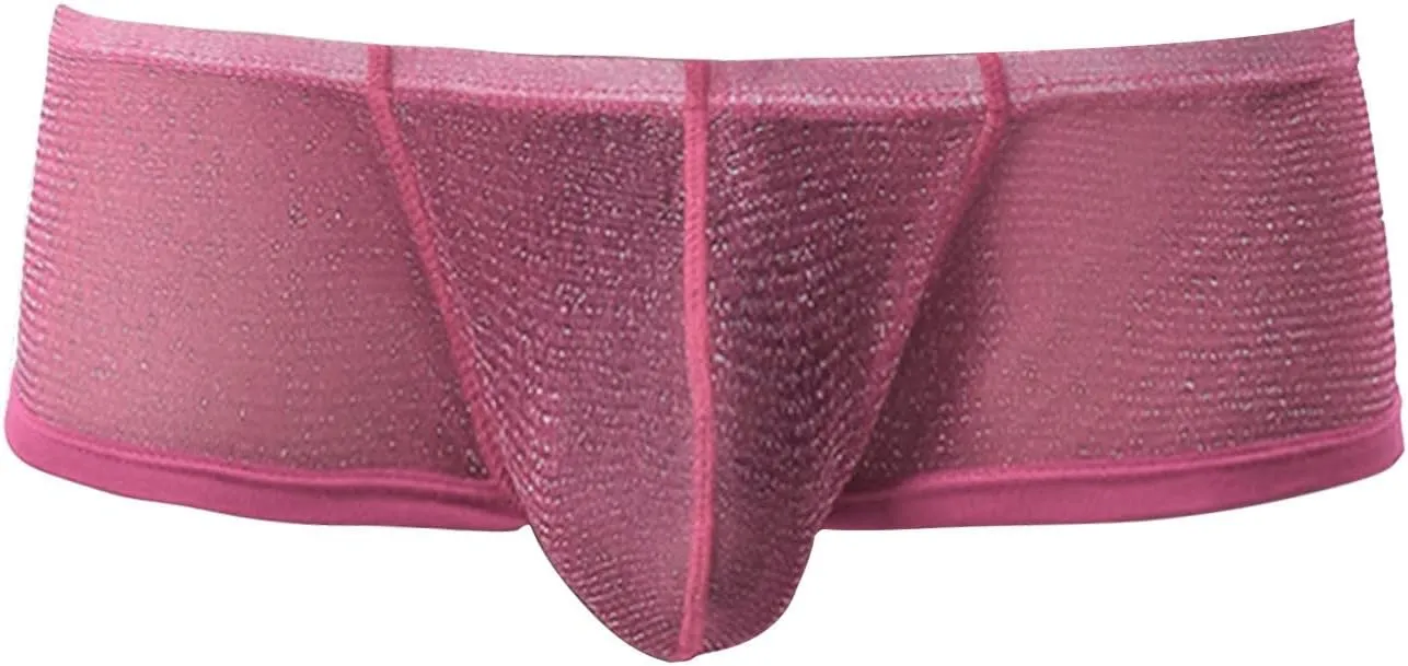 Mens Fashion Mesh Boxer Briefs Sexy Low Waist Shorts Lightweight Bulge Enhancing Pouch Underwears