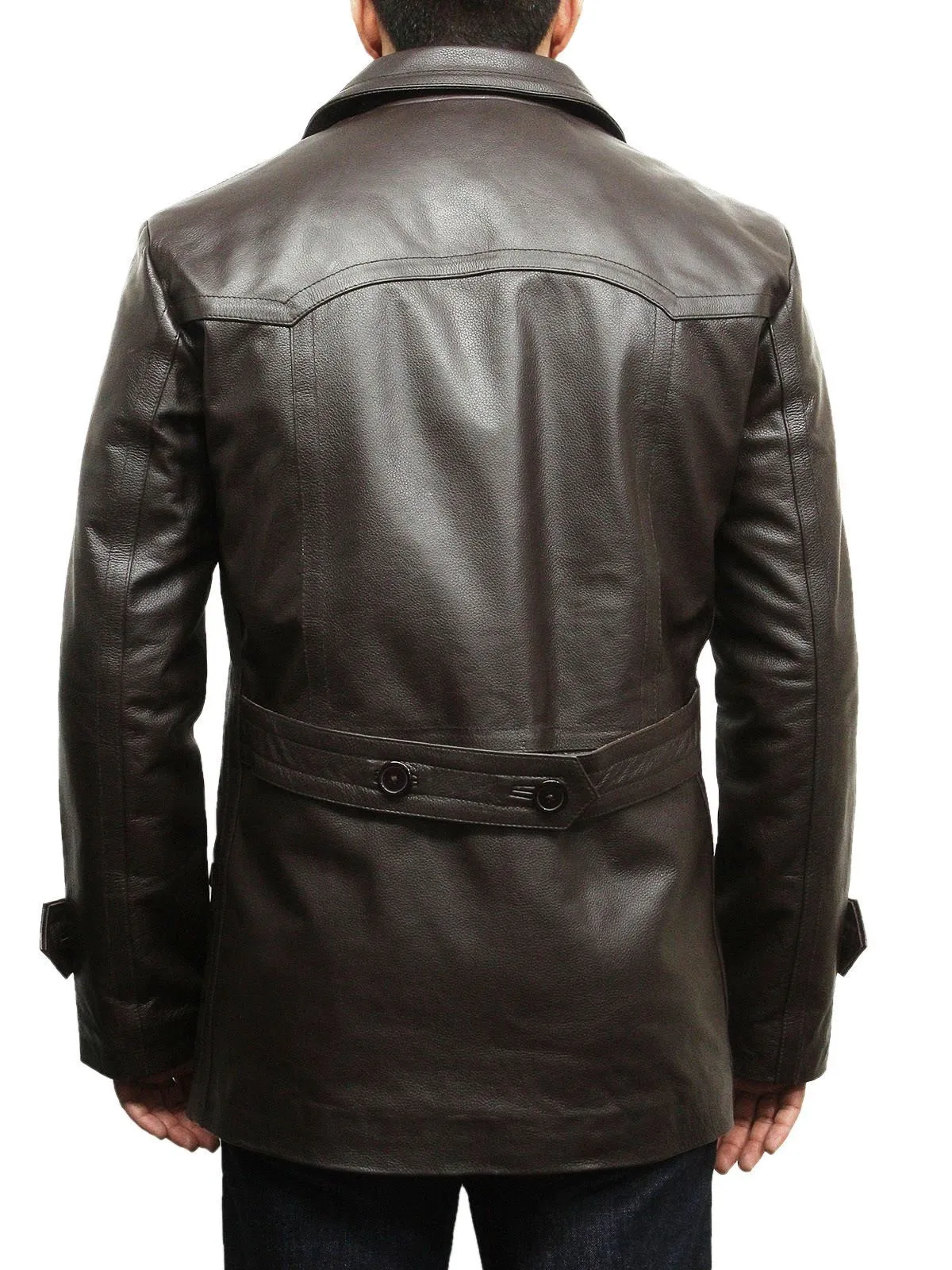 Men's German Militry Style World War 2 Brown Leather Coat
