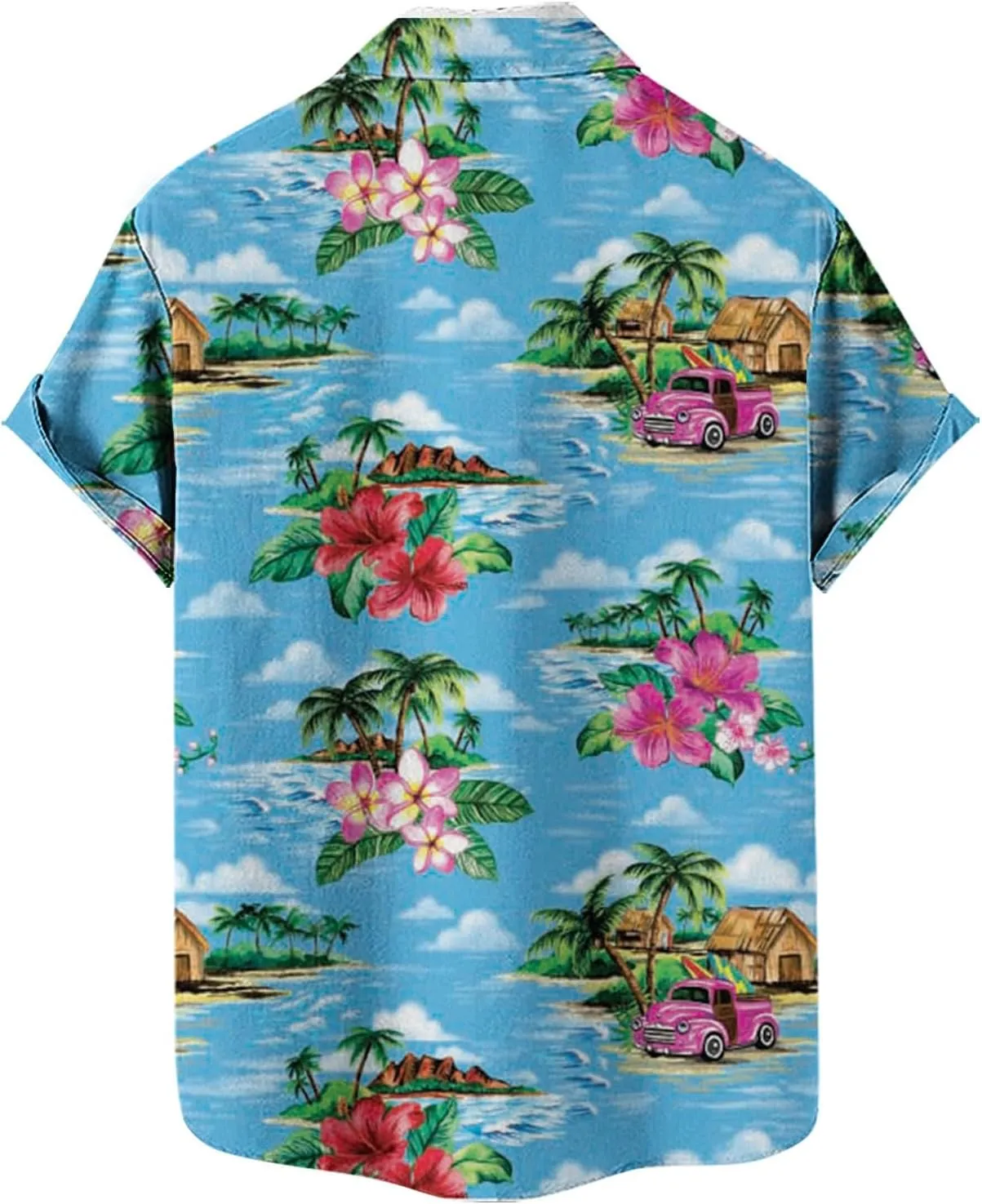 Men's Hawaiian Shirts Stylish Summer Button Down Short Sleeve Beach Aloha Shirt Tropical Quick Dry Hippie Tee Top