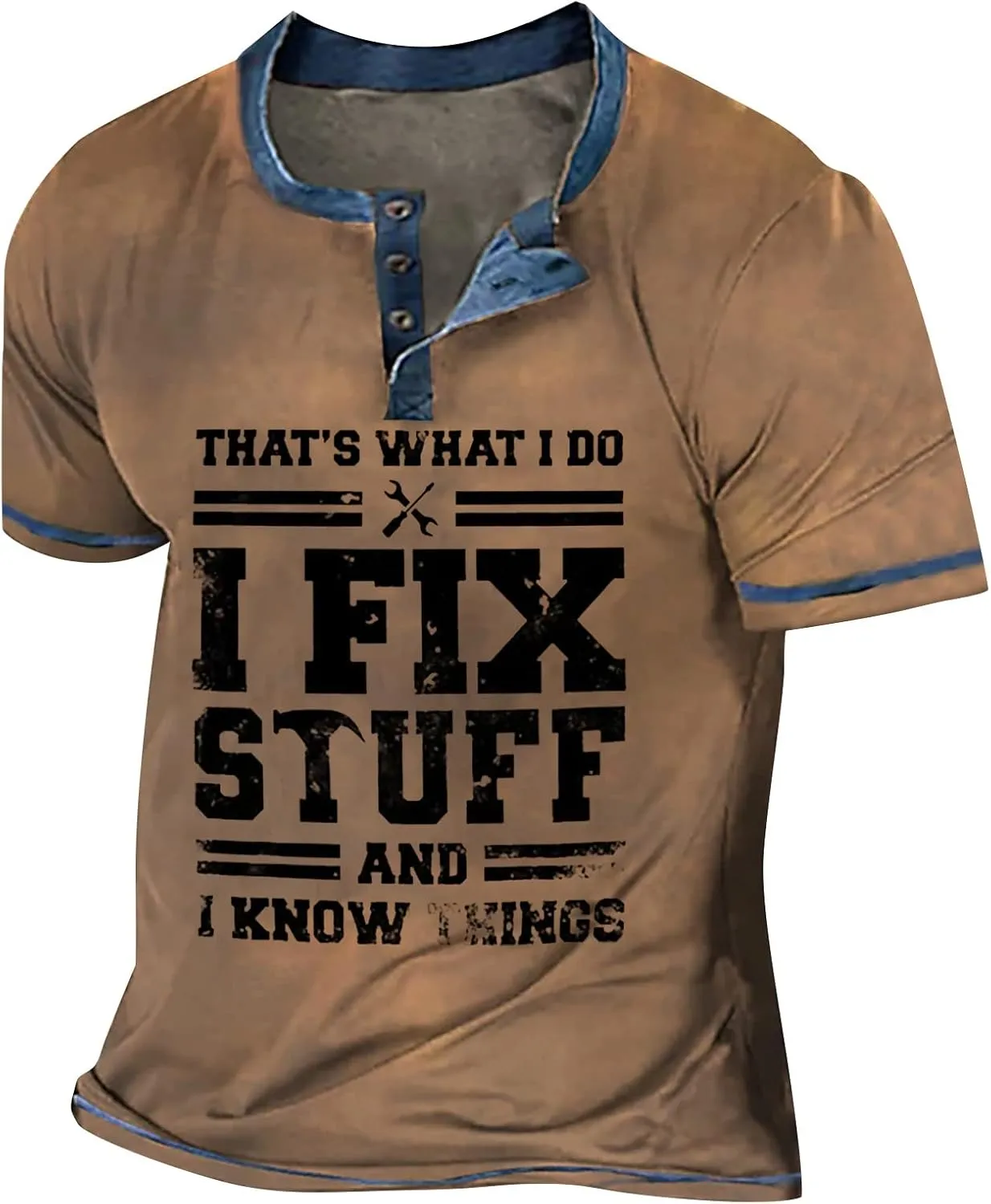 Men's Henley T-Shirt Muscle Short Sleeve V Neck Button Up Tshirt 2024 Fall Shirts 3D Graphic T-Shirts Tees Top