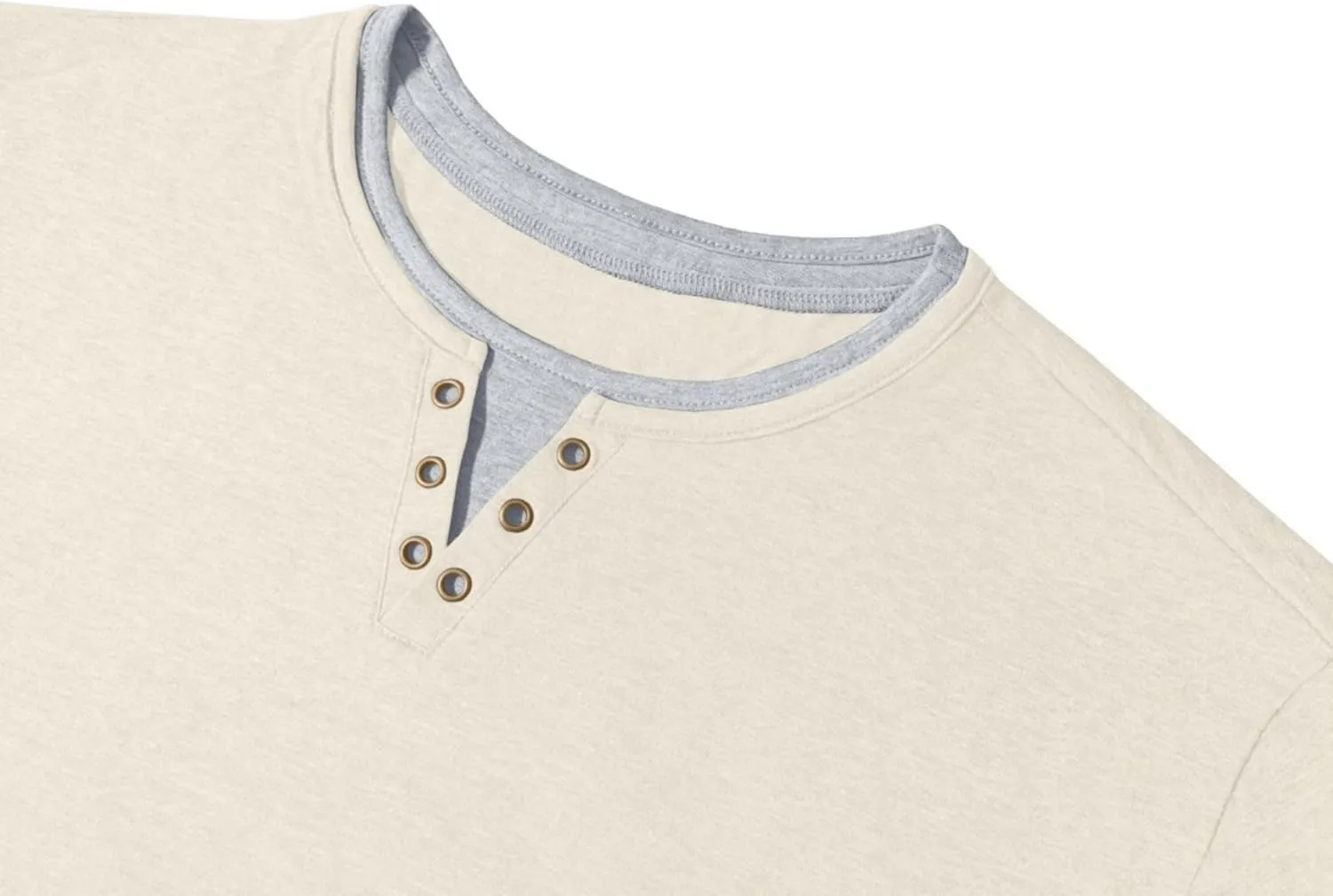 Men's Henley T-Shirt Short Sleeve Casual Lightweight Pullover Shirts Soft Stretch Basic Tees V Neck Metal Design Tops
