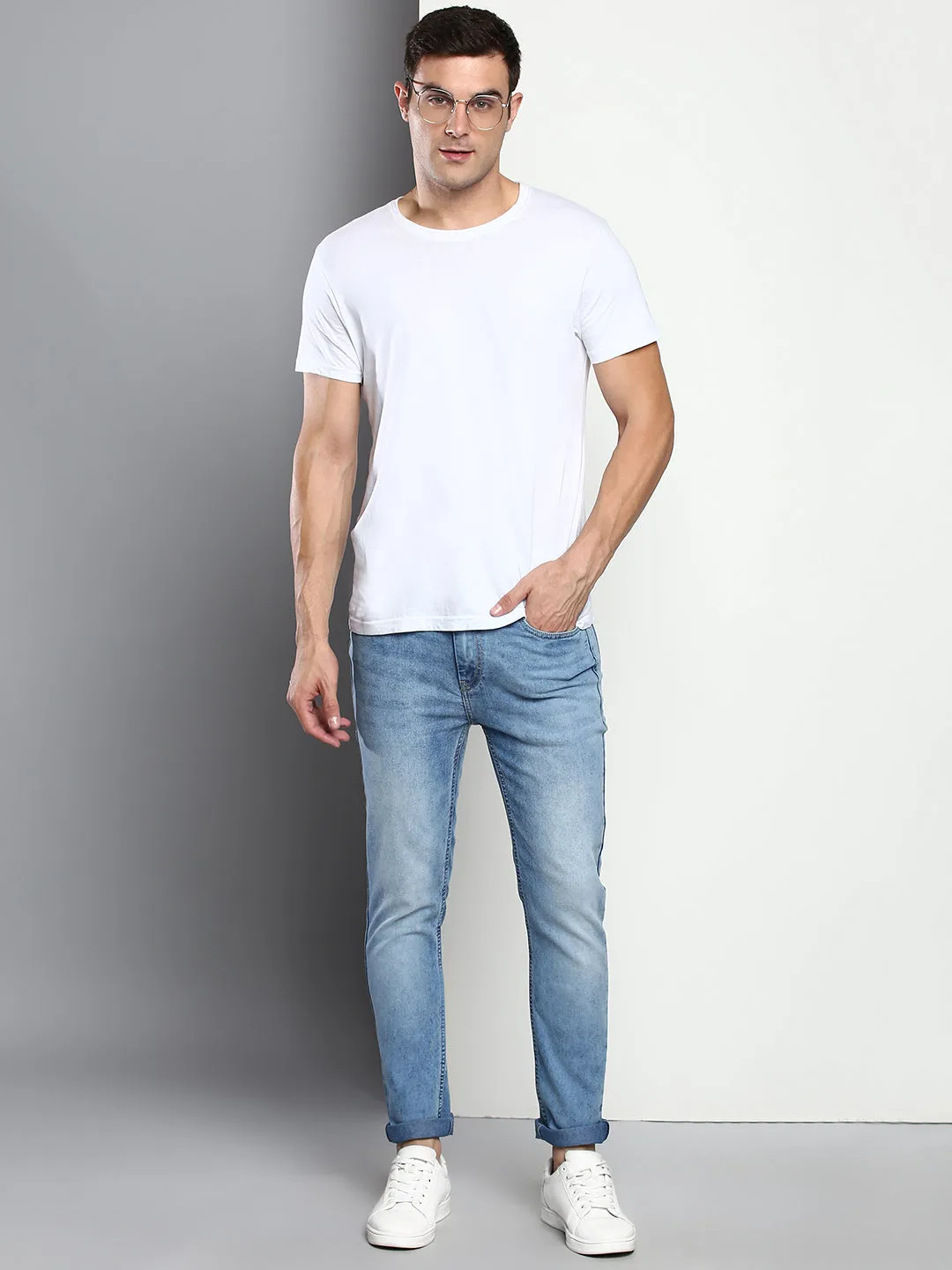 Men's Ice Slim Fit Mid Rise Denim Jeans