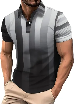Men's Knit Polo Shirts Collar Solid Color Button Short Sleeve Top Fashion Leisure Outdoor Shirt Mens Black Tshirt