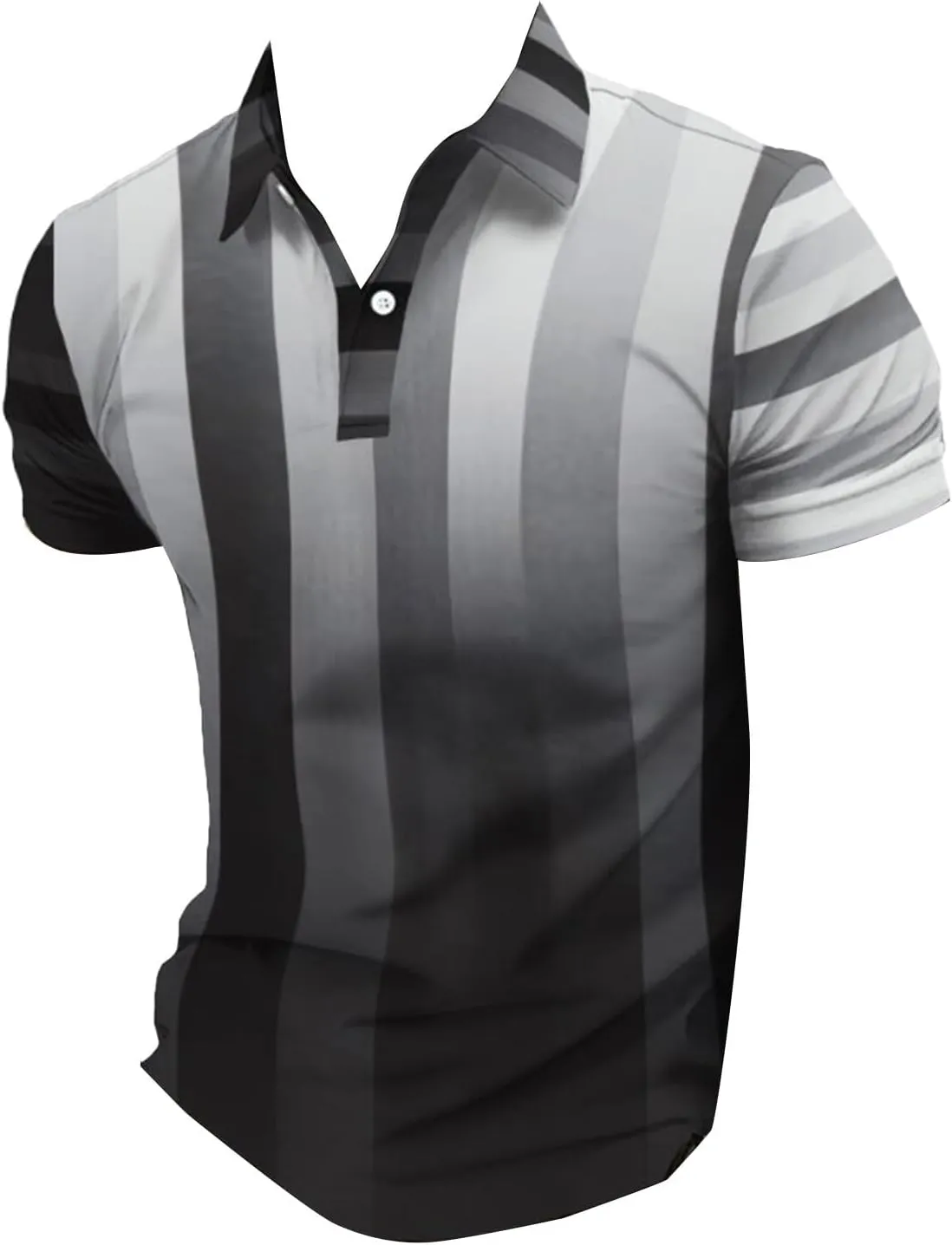 Men's Knit Polo Shirts Collar Solid Color Button Short Sleeve Top Fashion Leisure Outdoor Shirt Mens Black Tshirt